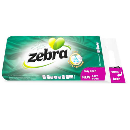 Zebra Χαρτί Υγείας 10 Ρολά 3Φ Soft Economy Πράσινο