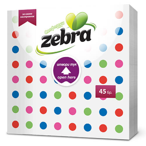 Zebra Χαρτοπετσέτα 45τεμ. (33x33cm) Easy Open