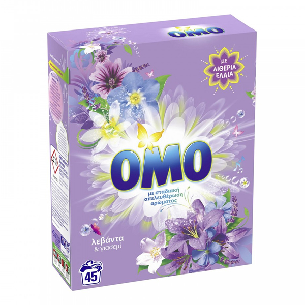 OMO Σκόνη Πλυντηρίου 45μεζ. (2,520kg) - Λεβάντα και Γιασεμί