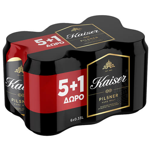 Kaiser Μπύρα Κουτί 330ml vol 5.2% (5+1 Δώρο)
