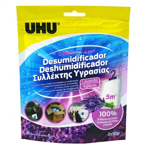 UHU Συλλέκτης Υγρασίας 450gr - Λεβάντα (2+1 Δώρο) Ανταλλακτικό