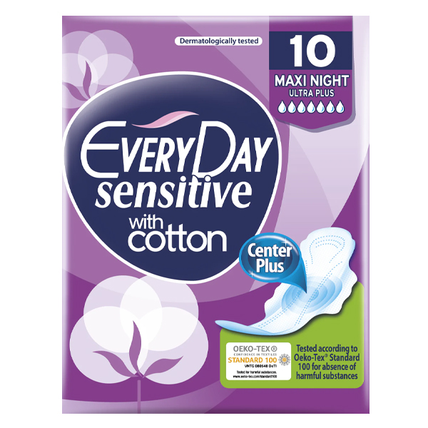 EVERYDAY Σερβιέτες Sensitive Maxi Night Ultra Plus 10τεμ.