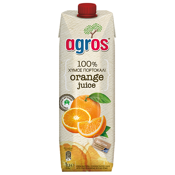 AGROS Χυμός Πορτοκάλι 100% Φυσικός 1lt