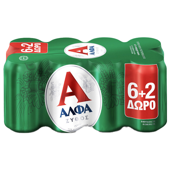 Άλφα Μπύρα Κουτί 330ml (6+2 Δώρο)