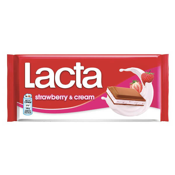 LACTA Σοκολάτα 100gr (Κρέμα Φράουλα)