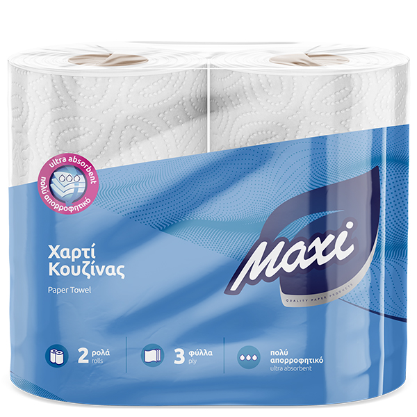 MAXI Χαρτί Κουζίνας Επαγγελματικό 3φυλλο 350gr (2 Ρολά)