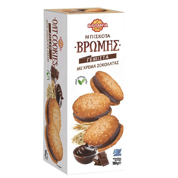Βιολάντα Μπισκότα Βρώμης Γεμιστά 180gr (Κρέμα Σοκολάτας)