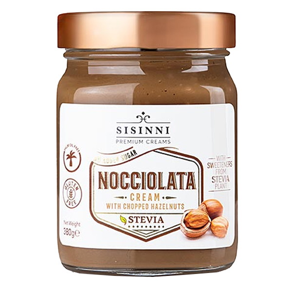Sisinni Κρέμα Κακάο 380gr (Με Κομμάτια Φουντουκιού) (Stevia)