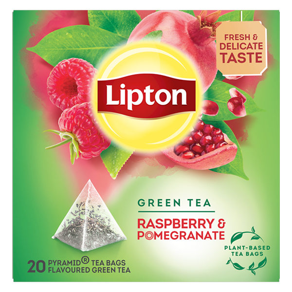 Lipton Πράσινο Τσάι Πυραμίδα (20x1,4gr) - Βατόμουρο & Ρόδι