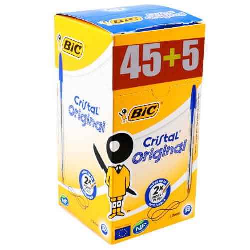 BIC Στυλό Cristal Original (50τεμ.) (Μπλε) (45+5 Δώρο)