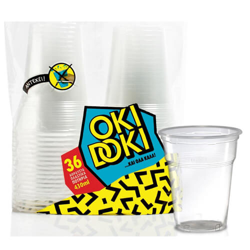 Oki Doki Πλαστικό Ποτήρι 430ml (36τεμ.) - Διαφανές