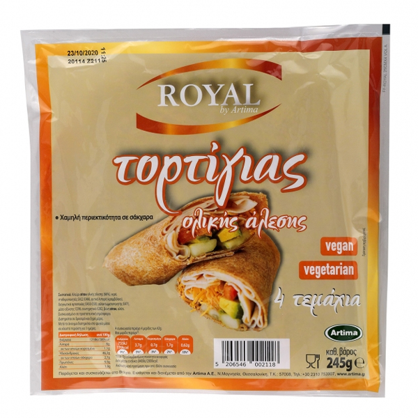 Royal Τορτίγιας Ολικής Άλεσης 25cm 245gr (4τεμ.)