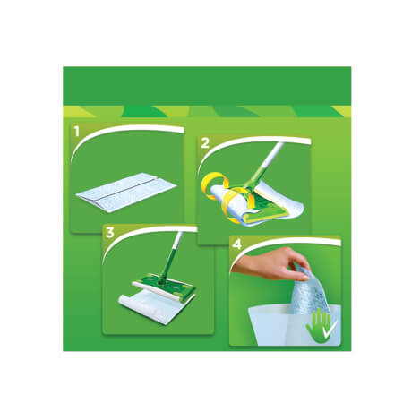 Swiffer Σκούπα + 8 Στεγνά Πανιά + 3 Υγρά Πανιά