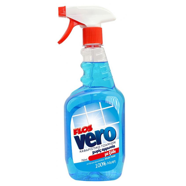 Flos Vero Τζαμιών με Ξύδι 750ml (Αντλία) (Μπλε)