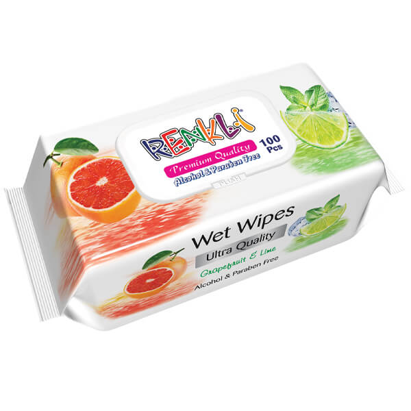 Renkly Μωρομάντηλα με Καπάκι 100τμχ - (Grapefruit & Lime) (Premium Series)