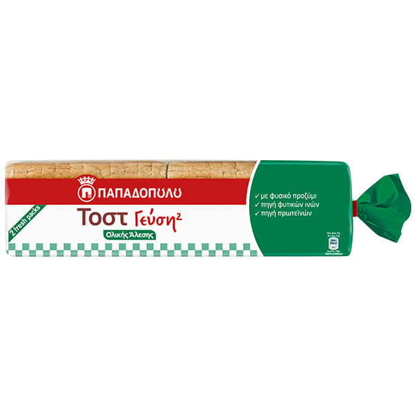 Παπαδόπουλου Τόστ Γεύση 2 Ολικής Αλέσεως 700gr