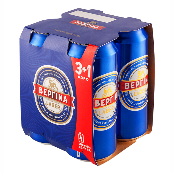 Βεργίνα Lager Μπύρα Κουτί 500ml vol 5% (3+1 Δώρο)
