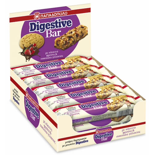 Παπαδοπούλου Digestive Bars (10x28gr) Κόκκινα Φρούτα & Σοκολάτα