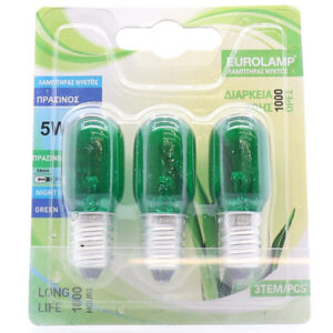 Eurolamp Λάμπα Νυκτός 5W E14 Πράσινη 3τεμ.