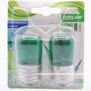 Eurolamp Λάμπα Νυκτός 5W E27 Πράσινη 2τμχ