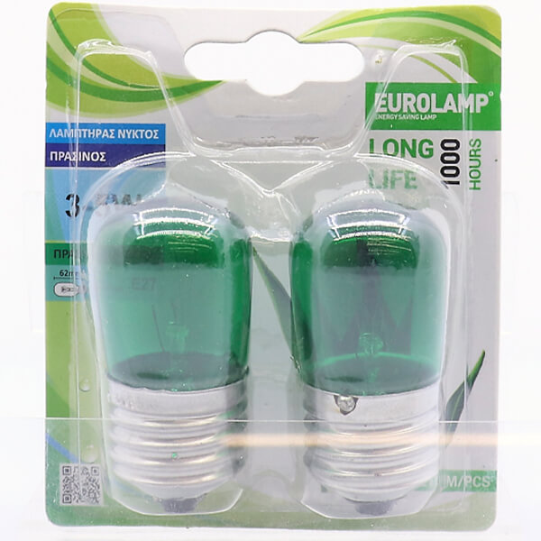 Eurolamp Λάμπα Νύκτος Πράσινη - 5W E27 2τμχ