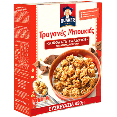 Quaker Τραγανές Μπουκιές 450gr (Σοκολάτα Γάλακτος)