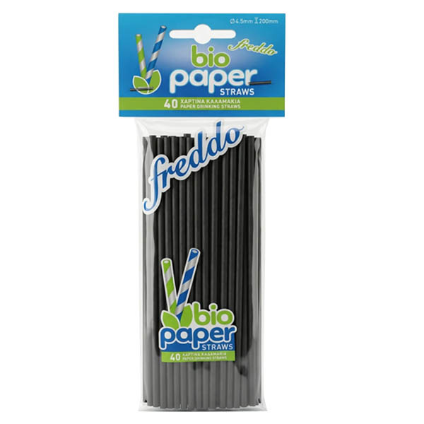 Bio Paper Καλαμάκι Freddo Ίσιο 20cm Μαύρο 40τεμ.