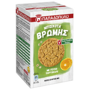 Παπαδόπουλου Μπισκότα Βρώμης 155gr (Πορτοκάλι) (Χωρίς Ζάχαρη)