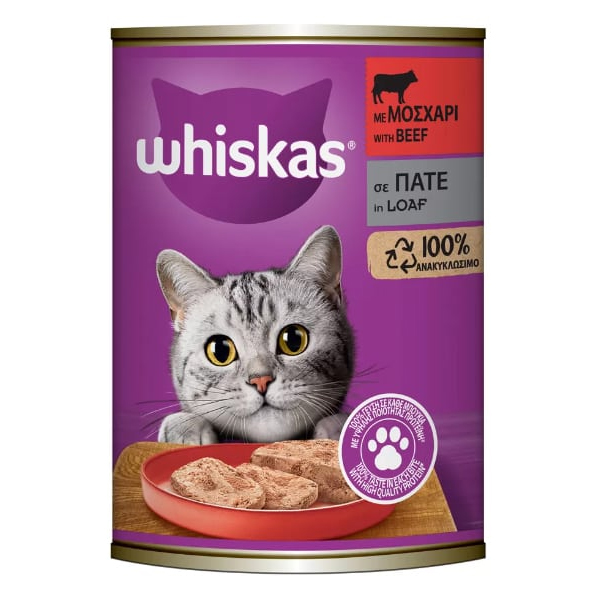 Whiskas Γατοτροφή Πατέ 400gr (Μοσχάρι)
