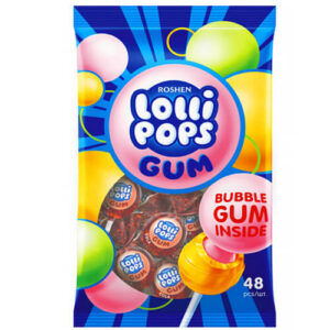 Roshen Lollipops Gum Γλειφιτζούρια με Τσίχλα 48τεμ 920gr