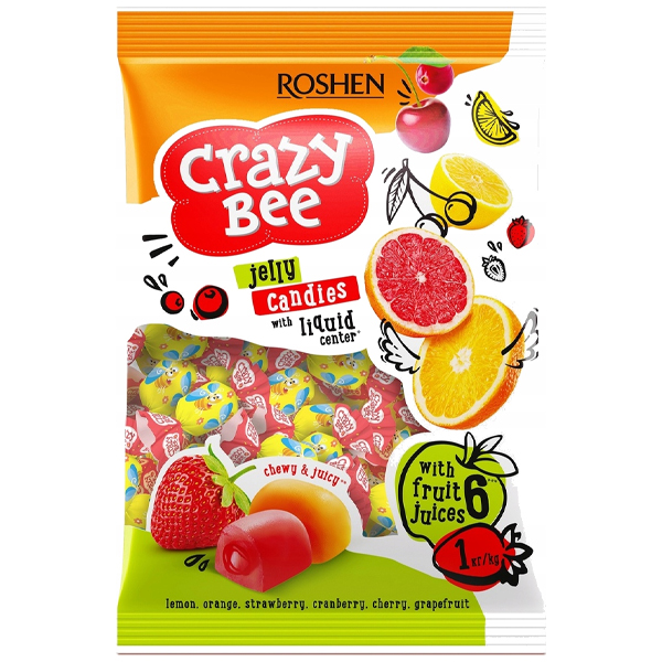 Roshen Crazy Bee Ζελεδάκια 1kg (6 Fruit Juices)