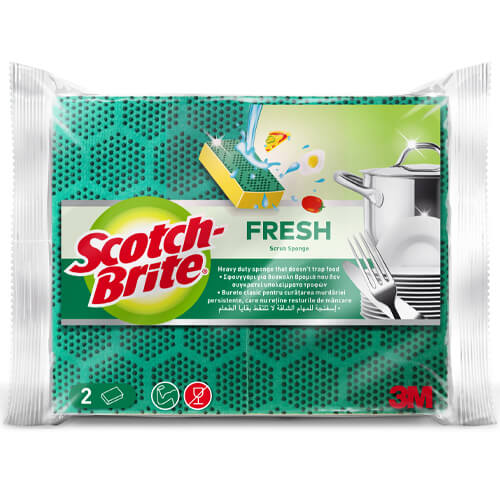 Scotch Brite Σφουγγάρι Fresh (2τμχ) (Δύσκολη Βρωμιά) (Πράσινο)