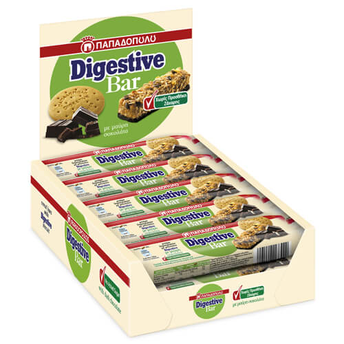 Παπαδοπούλου Digestive Bars (10x28gr.) - Σοκολάτα Χωρίς Ζάχαρη