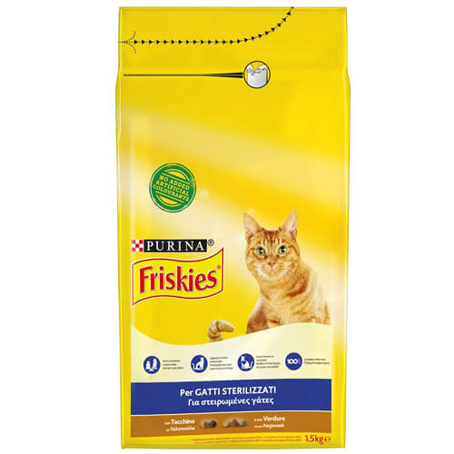 Friskies Γατοτροφή Κροκέτα 1,5kg (Για Στειρωμένα) (Κοτόπουλο-Γαλοπούλα-Λαχανικά)