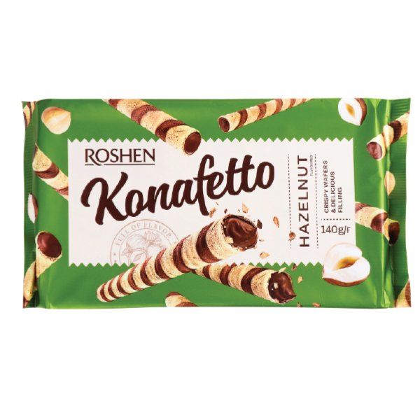 Roshen Konafetto Πουράκια 140gr (Hazelnut Cream)