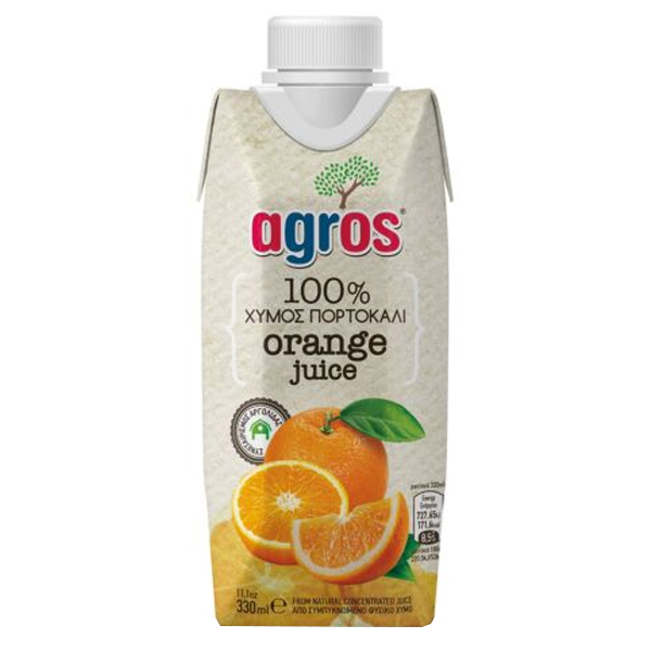 AGROS Χυμός 330ml (100% Πορτοκάλι)