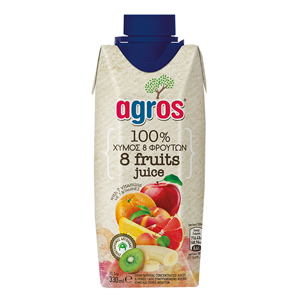 Agros Χυμός 330ml (8 Φρούτα 100% Φυσικός)