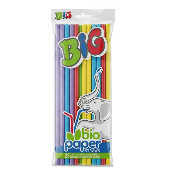 Bio Paper Jumbo Big Καλαμάκι Σπαστό 22cm Πολύχρωμο (25τεμ.) Βιοδιασπώμενο