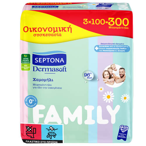 Septona Μωρομάντηλα Dermasoft (3x100τεμ.) - Family