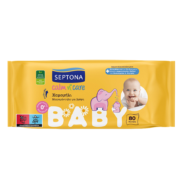 Septona Μωρομάντηλα Calm N' Care (Χαμομήλι) 80τεμ.