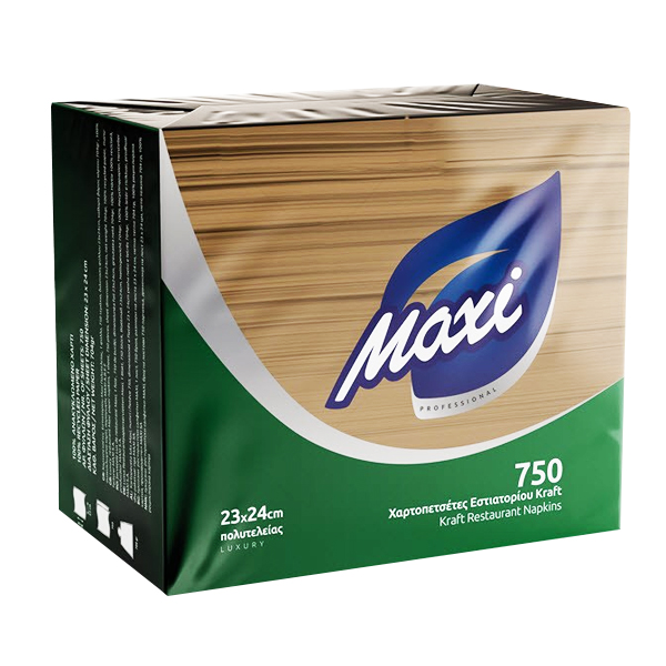 Maxi Χαρτοπετσέτα Πολυτελείας 1φ 23x24cm 750τεμ. Kraft