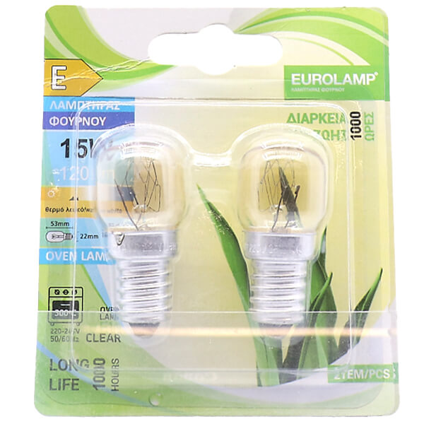 Eurolamp Λάμπα Φούρνου 15W E14 2τμχ Blister 220-240V