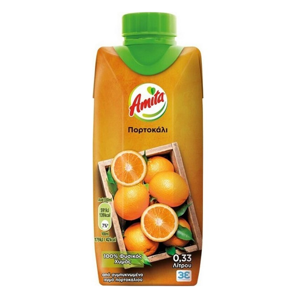 Amita Πορτοκάλι 100% Φυσικός Χυμός 330ml