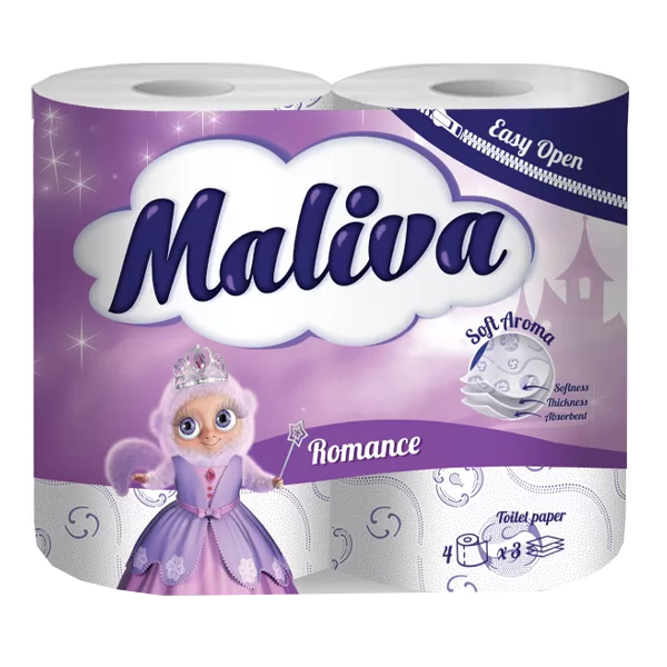 Maliva Χαρτί Υγείας 4 Ρολά 3Φ Romance
