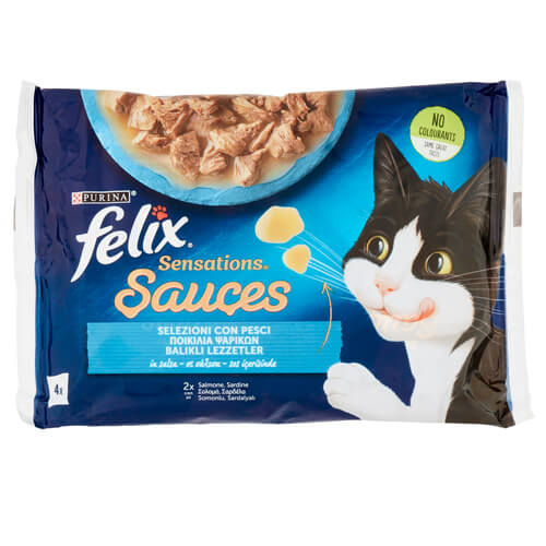 Felix Sensations Γατοτροφή (4x85gr.) - (Ποικιλία Ψαρικών σε Σάλτσα)