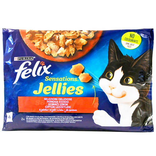 Felix Sensations Γατοτροφή (4x85gr.) - (Ποικιλία Κρεατικών)