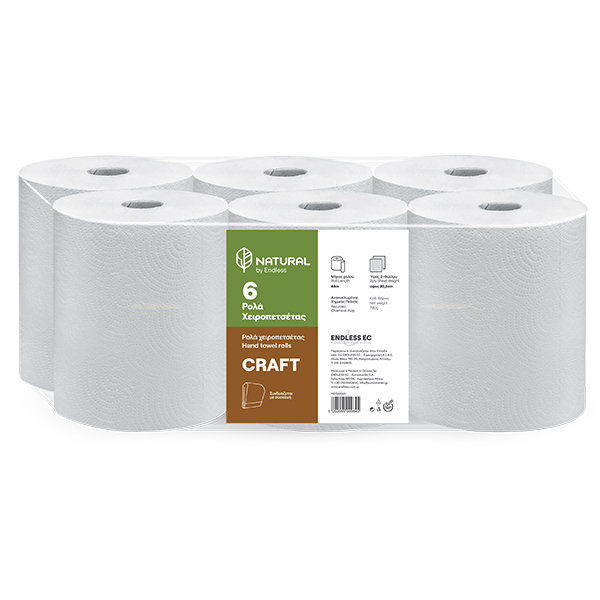 Endless Χειροπετσέτα Ρολό Craft Συσκευών Natural 6x800gr