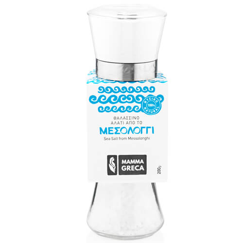 Mamma Greca Αλάτι Μεσολογγίου Χονδρό 200gr (Βάζο Με Μύλο)