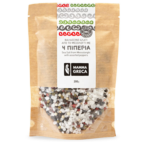 Mamma Greca Αλάτι Μεσολογγίου με 4 Πιπέρια 200gr (Refill)