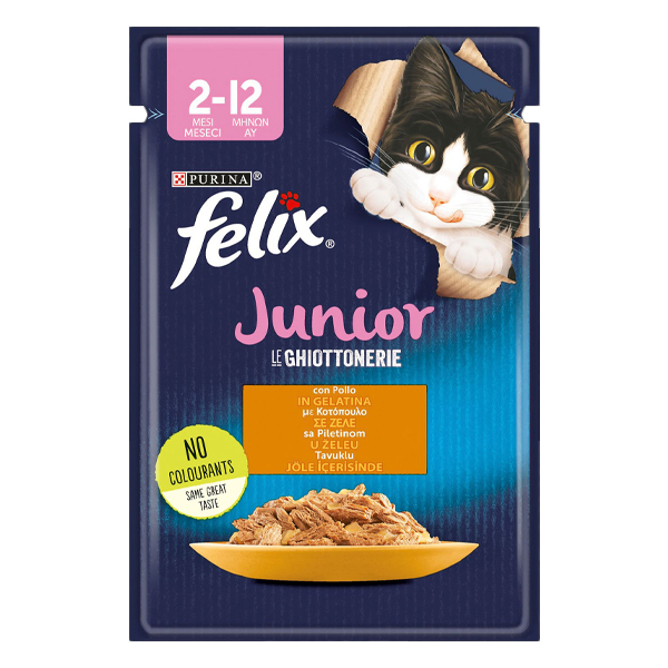 Felix Le Chiottonerie Γατοτροφή 85gr (Κοτόπουλο σε Ζελέ) Junior
